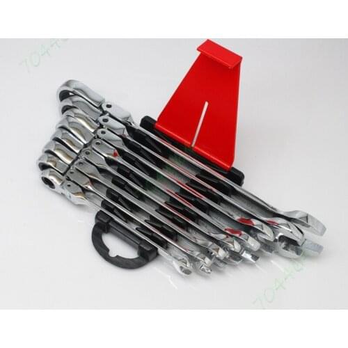 8 Piece Dual use 8mm - 19mm 180 degree Flex Head Ratcheting Ratchet Wrench Set (8mm, 10mm,12mm,13mm,14mm,15mm,17mm,19mm))
