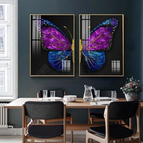 Nordic Blue butterfly Picture Print Wall Poster Modern Style Canvas Painting Art Aisle Living Room bedroom Decoration
