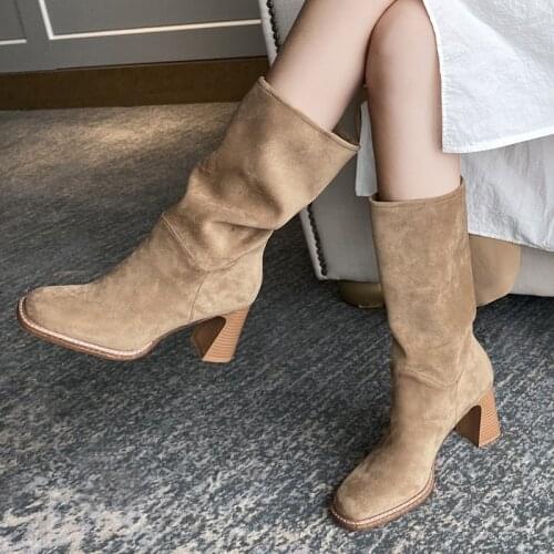 New 2020 Autumn Winter Womens Ankle Boots Sexy High Heels Shoes Black Apricot Woman Dress Party Casual Short Boots Office Shoes