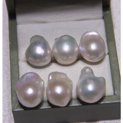 Wholesale 11*15mm Big Size White Color Baroque Shape Real Natural Freshwater Loose Pearls No Hole, 10pcs/lot