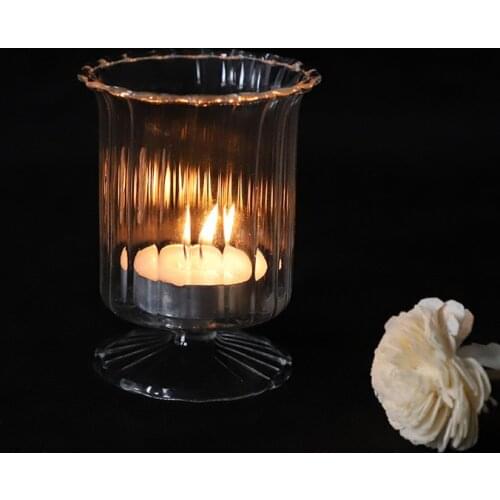 Nordic Romantic Ripple Glass Candle Holder Home Dinner Table Decor Candle Holders