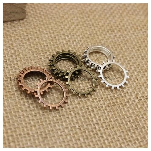 Three color Vintage Metal Alloy Machinery Gear Jewelry steampunk Charm Jewelry Findings (100 pieces/lot) 20mm T0196