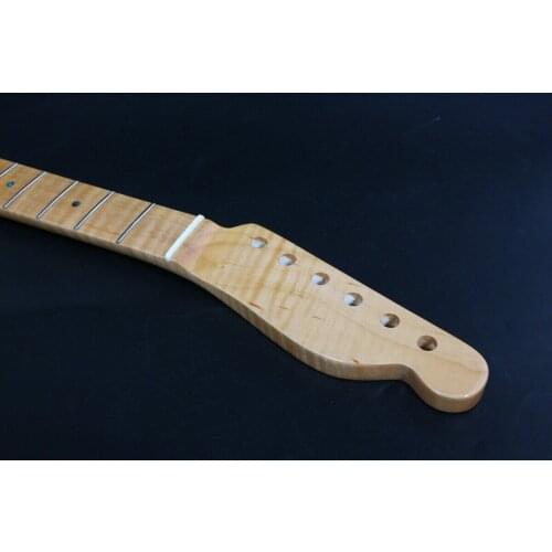 Tiger Flame Maple Guitar Neck 21fret 25.5inch Clear Coat Pear Dot Inlay Tele
