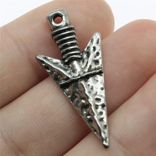 Tristana 20pcs 36x16mm Antique Silver Color Arrow Head Pendant Arrowhead Charm For Jewelry Making
