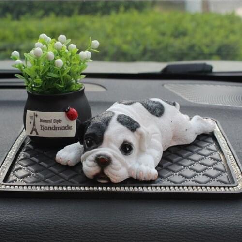 Car Decoration Cute Simulation Bulldog Model Car Center Console Decoration Car Interior Decoration Accessories