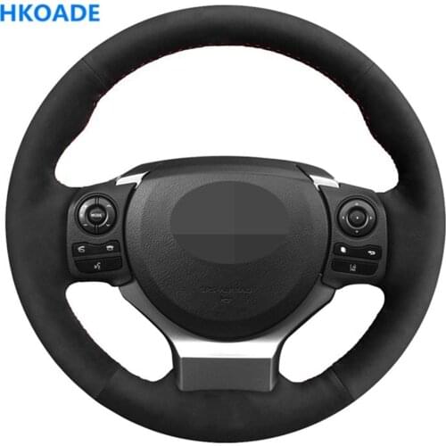 DIY Car Steering Wheel Cover For Lexus IS250 2014 2015 IS300 IS350 IS F-Sport IS200t 2016 2017 Black Genuine Leather Suede