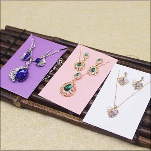 Zerong 50pc+50oppbag colorful paper jewelry set package Cards large necklace earring pendatn display tag card pink card