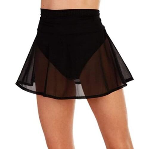 Women Sexy Mini Skirts Mesh Beach Cover-Ups High Waist Solid See Through Short Skirt Bikini Cover Up Summer Beachwear Outfits