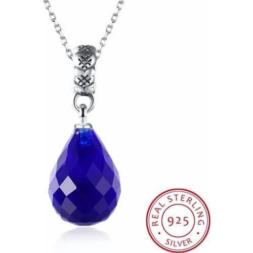 2021 New Sale genuine 925 sterling silver necklace Fine jewelry jewelry diy Crystal from Swarovskis 925 jewelry Blue gem