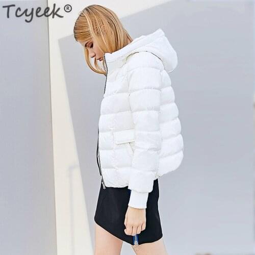 Tcyeek Winter Duck Down Coat Female 90% White Duck Down Jacket Women Clothing Short Parkas Warm Hooded Outwear Jackets LWL1173