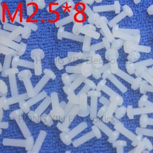 M2.5*8 White 1 pcs Round Head nylon Screw 8mm plastic screw Insulation Philips Screw brand new RoHS compliant PC/board DIY hobby