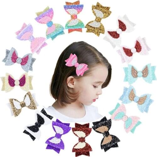 100pcs/lot DIY Simple Multi Stereo Angel Wings Hair Clips Glitter Leather Bang Hairpins Hair Styling Tools Accessories HA1529