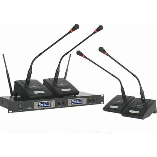 Four Gooseneck Conference Microphone System Wireless for Meeting Room Church Schoolroom Karaoke