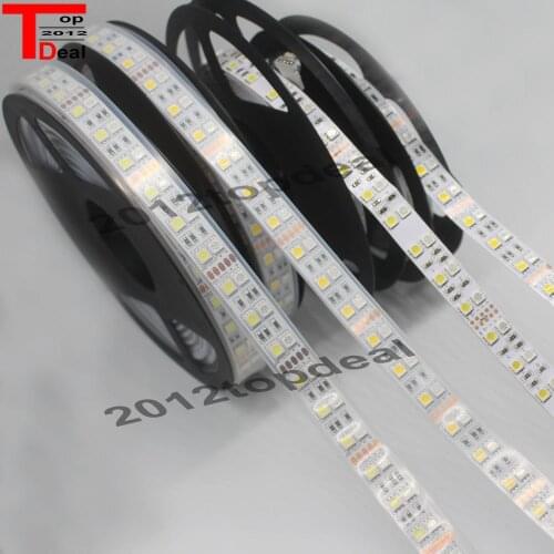 5M Double Row 5050 SMD 600 RGBW RGBWW RGB White Flex 12V 24V LED Strip light 120led/M white PCB