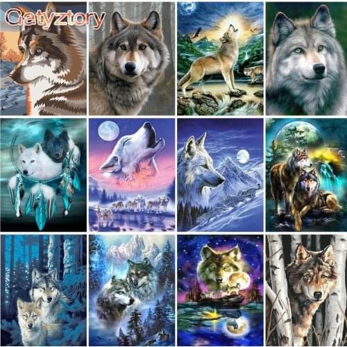 GATYZTORY Wolf DIY Pictures By Number Kits Hand Painted Paintings Art Painting By Numbers Animal Drawing On Canvas Gift Home Dec