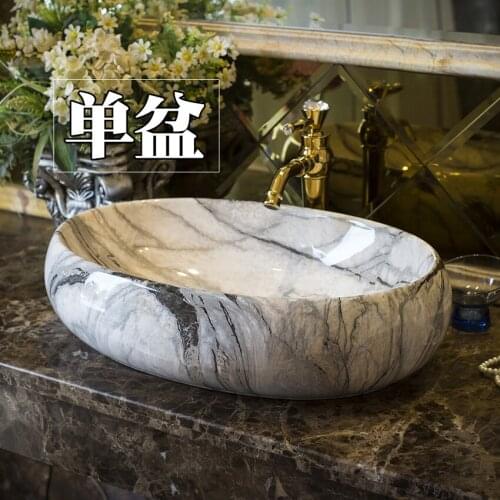 Oval Shape Jingdezhen ceramic sink wash basin Ceramic Counter Top Wash Basin Bathroom Sinks bathroom vanities and sinks