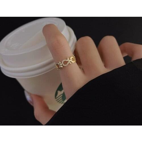 Korean Dongdaemun New Geometric Diamond-Studded Ring Female Ins Popular Net Red Same Style Unique Design Index Finger Ring