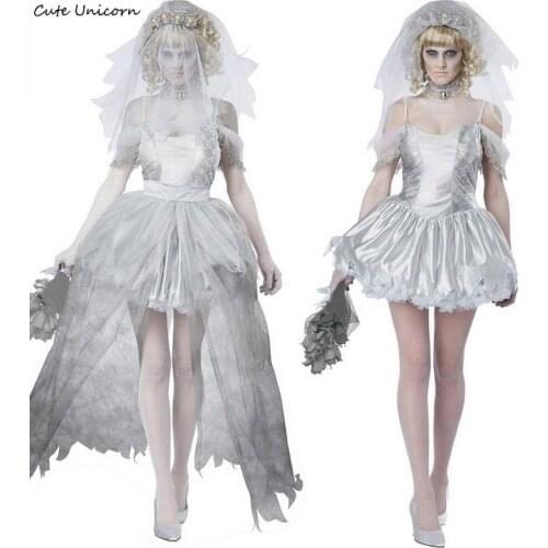 Ghost Bride Cosplay Costume Women Sexy Dress Ladies Role Play Vampire Skeleton Costumes Halloween party dress