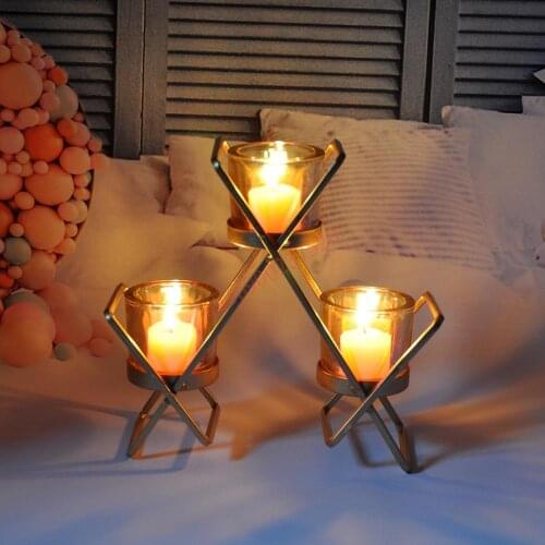 European style creativity golden Iron art glass candlestick bar, bar cafe, home decoration