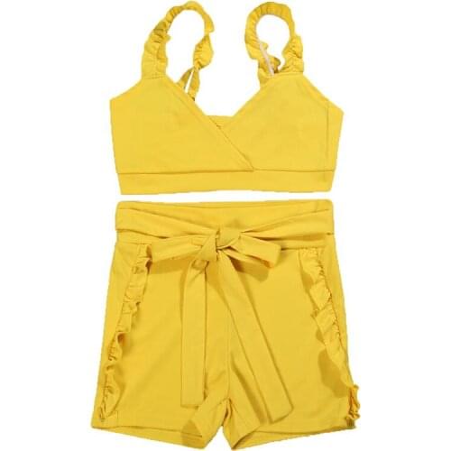 Summer Women Set Ladies Clubwear Two Pieces Set Fashion Crop Top and Shorts Set