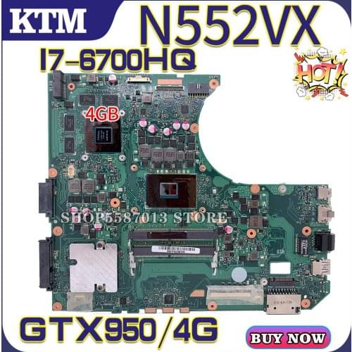 KEFU Motherboards N552V Laptop motherboard for ASUS N552VW N552VX original mainboard i7-6700HQ GTX950M