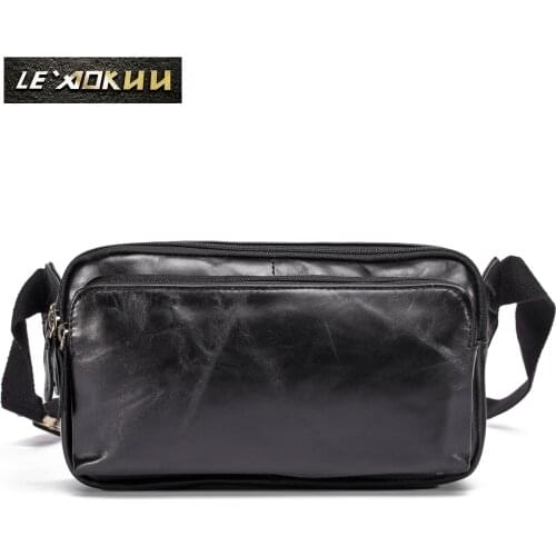 Fashion Original Leather Male Crossbody Sling Bag Design Casual Travel Phone Case Pouch Travel Fanny Waist Belt Bag Men 621d