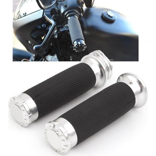 Motorcycle Chrome Aluminum Rubber Handle 1" 25mm Handlebar Hand Grips For Harley Sportster 883 1200 Touring Dyna Motorbike
