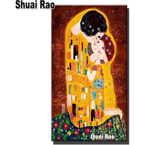 Gustav Klimt Full Round/square Drill Diamond Rhinestone,Diamond Painting sale Full Stone crystal Abstract Couple pattern art Y22