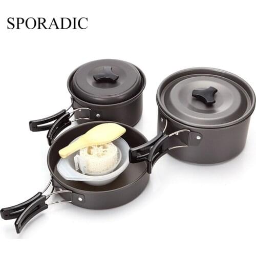 Camping Cookware Kit Outdoor kettle Camping Frying Pan Travel Tableware Kettle Travelling Hiking Picnic BBQ Camping Equipment