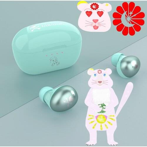 Cute girl wireless Bluetooth V5.0 earbuds TWS in-ear noise-reducing music earphone earbuds for mobile phones