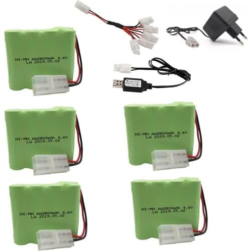 Ni-MH 9.6v 2800mah Battery +Charger set For Rc toy Car Boat Gun truck Tank Train Robot nimh AA 9.6v Rechargeable Battery Pack