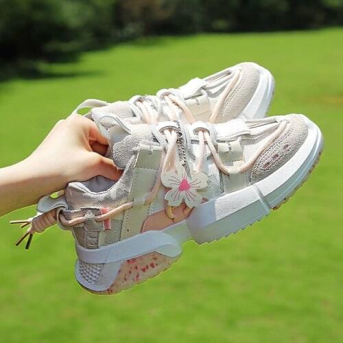 New summer cherry blossom fashion sports women casual shoes increase thick-soled old shoes ladies running shoes
