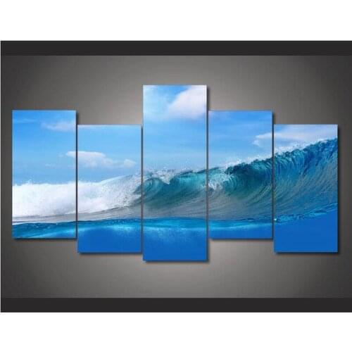 New 5 Pieces/sets Canvas Art Canvas Paintings HD Big Sea Wave- Landscape Wall Art Home Decoration for home For Living Room\C-660