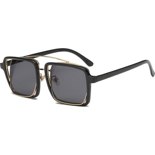 JULI Double Bridge Square Sunglasses for Men Women Unique Vintage Brand Design Translucent Sun Glasses 6028