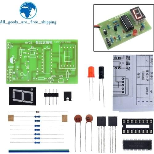 DIY LED Pcb Digital Display LED Logic Pen Electronic Kit High and Low Level Test Circuit Soldering Practice Board Kit