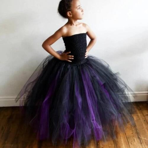 Witch Baby Girls Dress Purple & Black Witch Cosplay Clothes Chidren Kids Girl Halloween Party Costumes Baby Girl Tutu