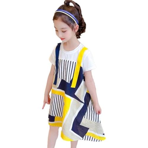 Girl Dresses Floral Pattern Dresses For Girl Striped Kids Dresses Patchwork Kids Costume 6 8 10 12 14