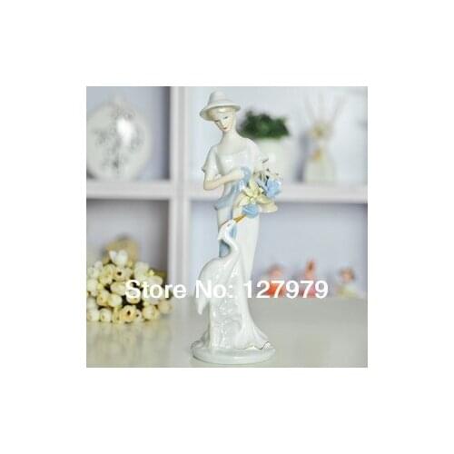 On sale! Modern home furnishing statue, ceramic crafts statue, Fine, white crane and Fairy, porcelain figurines, free shipping