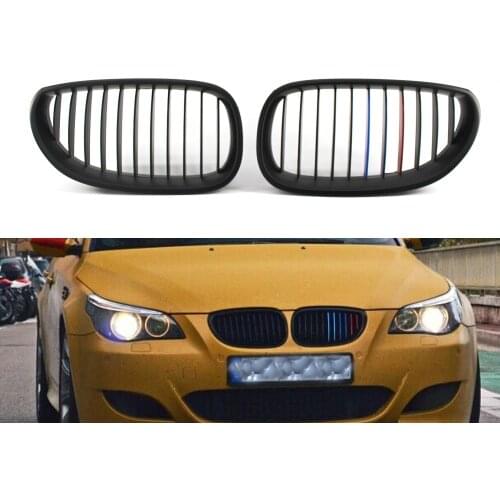 Grille For BMW E60 E61 M5 5 Series 03-09 Matte Black M-Color 535i GT Pair