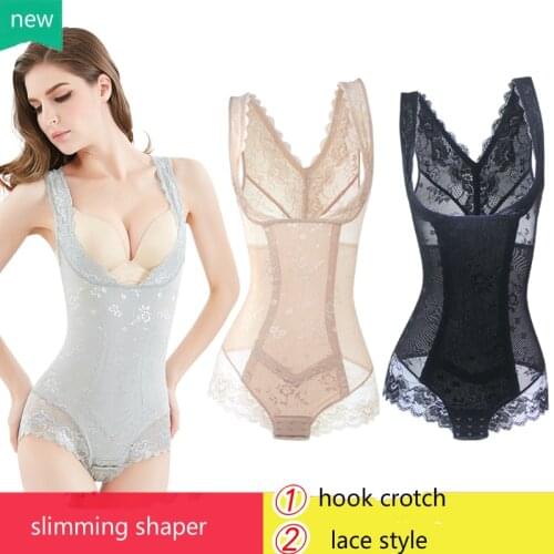 Sexy Butt Shaper Lace Corset Women Slimming Tummy Trimmer Bodysuits Bra Lifter Belly Control Shapewear Waist Trainer