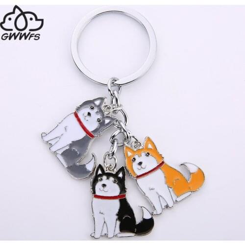 Siberian husky car key chains for men women pet dog pendant bag charm keychain key rings jewelry gifts