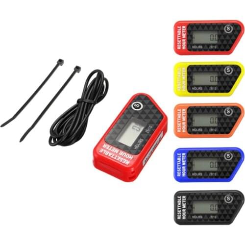 Waterproof LCD Resettable Hour Meter Counter Maintenance Reminder In Black/Red Fit Motorcycle/ATV/Motorboat/Lawn Mower