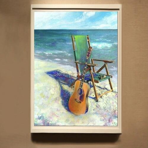 High Skills Artist Hand-painted High Quality Modern Abstract Decorative Guitar Oil Painting On Canvas Modern Guitar Painting