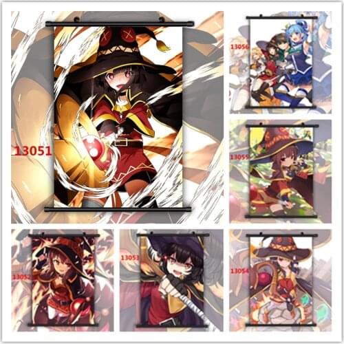 WTQ Konosuba Aqua Darkness Megumin HD Print Retro Poster Canvas Painting Anime Posters Wall Decor Wall Art Picture Home Decor