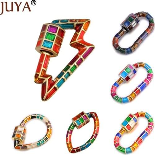 Juya Rainbow Lock Carabiner Screw Clasp Jewelry Popular Hanging Chain Pendants DIY Necklace Bracelet Jewelry Making Accessories