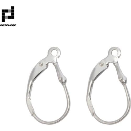 BASEHOME 10pcs/lot 925 Sterling Silver Earrings Settings Clasps & Hook Pure Silver Earring Findings DIY Ear Jewelry