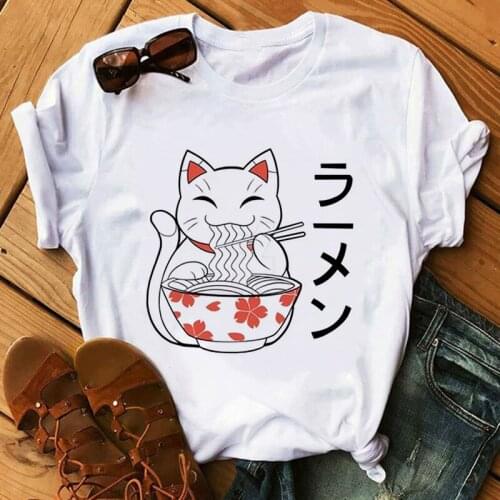 Aesthetic y2k Lucky Cat Graphic T-shirt Women Harajuku White Tops Tshirt Tee Korean Fashion Cute Casual Female T Shirt