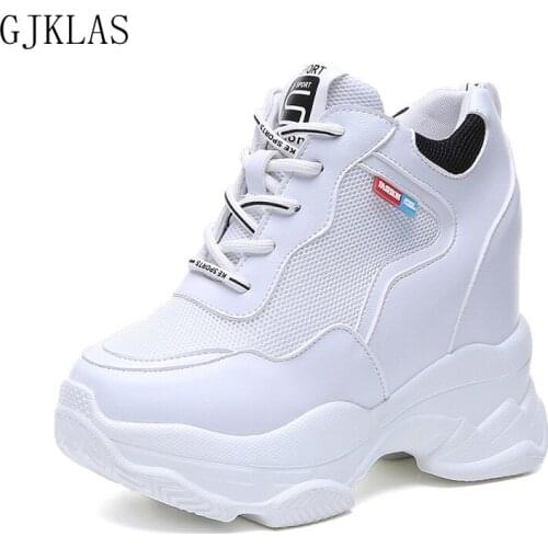 Womens Wedges Platform Shoes Womens Sneakers Mesh Black White Shoes Women High Heels Plataforma Mujer Fashion Sportshoes Woman
