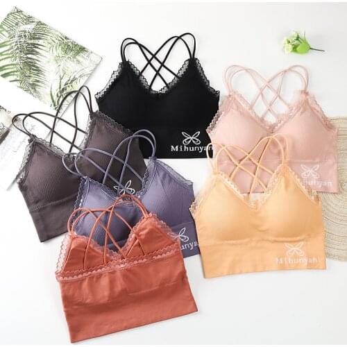 Women New Sexy Bra Top Bras Ladies Bralette Tank Tops Women Lace Bralette Sexy Lingerie Underwear Solid color Bras Vest