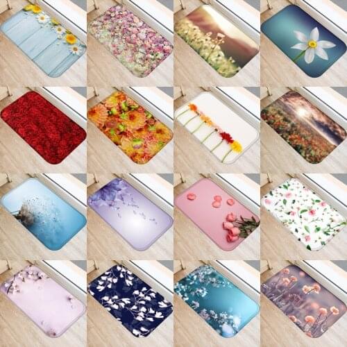 1pcs 40*60cm Flower Plant Scenic Pattern Anti-Slip Suede Carpet Door Mat Doormat Outdoor Kitchen Living Room Floor Mat Rug 48301